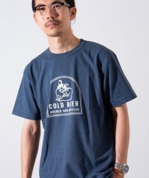 GLOSTER(GLOSTER)/【GLOSTER/グロスター】オープンエンドDOG プリントTシャツ/インディゴブルー