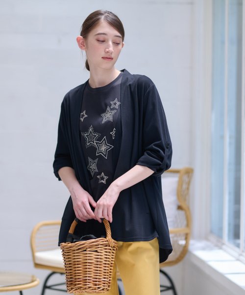 【接触冷感 洗える】袖ターンナップのライトハオリ 