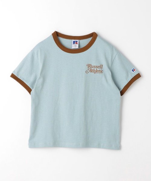 green label relaxing （Kids）(グリーンレーベルリラクシング（キッズ）)/【別注】＜RUSSELL ATHLETIC＞プリント リンガー Tシャツ 100cm－130cm/LT.BLUE