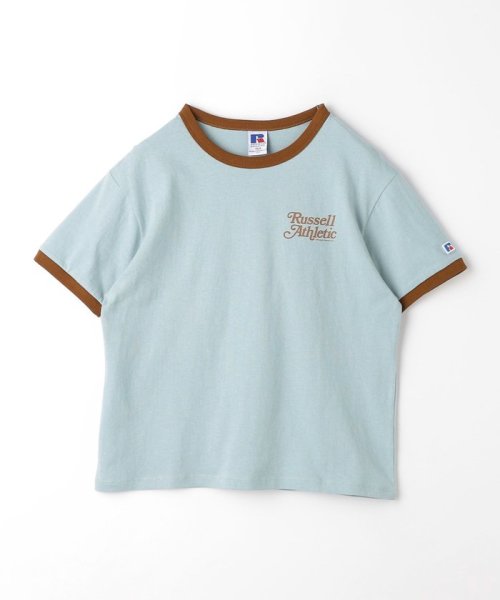 green label relaxing （Kids）(グリーンレーベルリラクシング（キッズ）)/【別注】＜RUSSELL ATHLETIC＞プリント リンガー Tシャツ 140cm－150cm/LT.BLUE