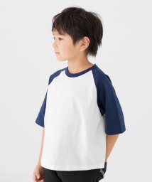 chil2(チルツー)/配色ラグラン半袖Tシャツ/ネイビー