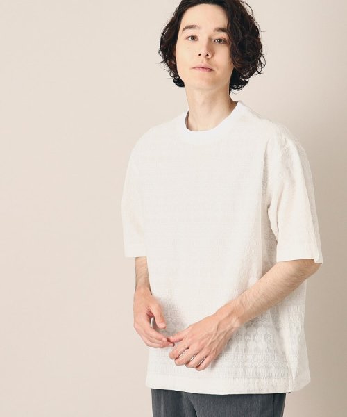 Dessin(デッサン)/【洗える】インド刺繍クルーネックTシャツ/ホワイト（001）
