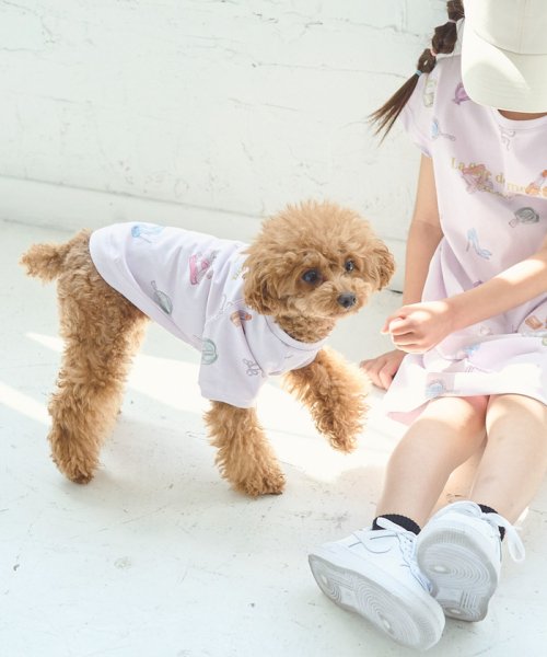 ROPE PICNIC PASSAGE(ロペピクニック パサージュ)/【DOG】コスメプリントTシャツ/リンクコーデ/ラベンダー系（53）