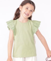 SHIPS KIDS(シップスキッズ)/SHIPS KIDS:100～130cm / レース フリル 半袖 TEE/ライトグリーン