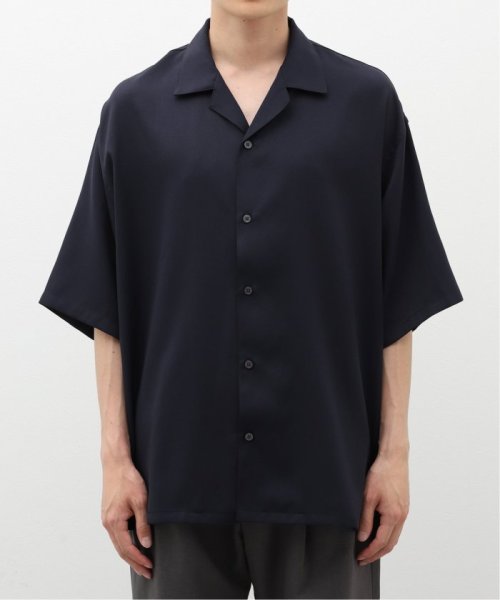 417 EDIFICE(フォーワンセブン　エディフィス)/【Plan Tech】アムンゼンオープンカラーシャツ”セットアップ着用可能”/ネイビー