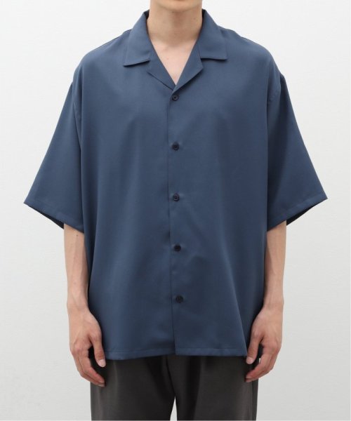 417 EDIFICE(フォーワンセブン　エディフィス)/【Plan Tech】アムンゼンオープンカラーシャツ”セットアップ着用可能”/ブルー