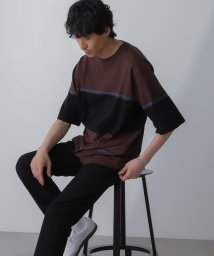 nano・universe/パネル編地ボーダークルーネックTシャツ/505990938