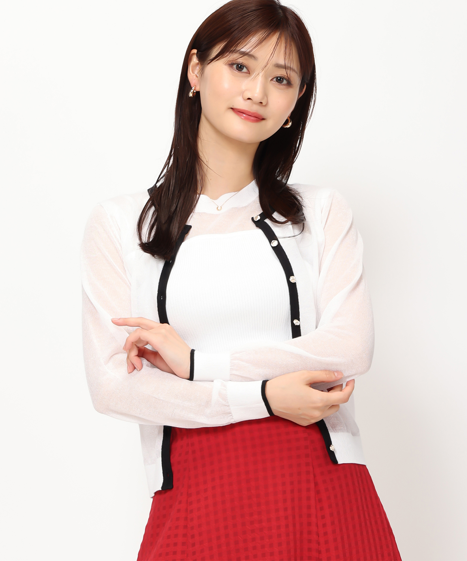 セール】【2024春夏新作】ラメシアー金釦カーディガン/MM428402  