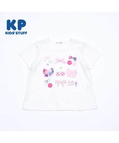 KP(ケーピー)/KP(ケーピー)リボン＆チェリー半袖Tシャツ100～130/オフホワイト