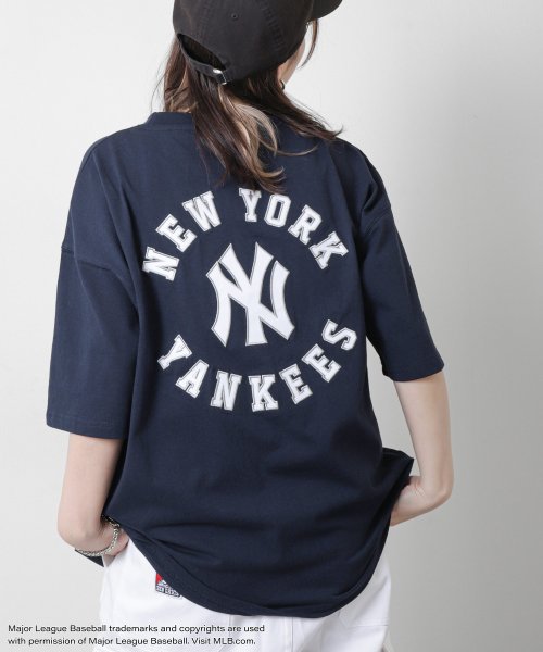 ZIP FIVE(ジップファイブ)/MLB バックサークル半袖Tシャツ/ネイビー