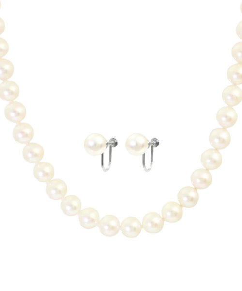 宇和島からお届け☆花珠あこや本真珠　8〜8.5mm　連ネックレス&イヤリング　JGL鑑別書付 巻き テリ JGL