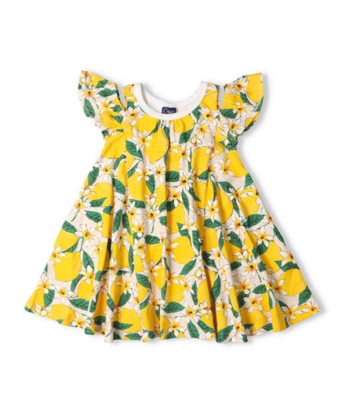 【子供服】 crescent (クレセント) チェリー・レモン柄オフショル肩開きワンピース 80cm～140cm N42315 人気・おすすめ｜安定人気・収納便利におすすめ 期間限定割引 配送追跡可 国内発送・メーカー保証対応