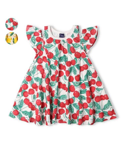 【子供服】 crescent (クレセント) チェリー・レモン柄オフショル肩開きワンピース 80cm～140cm N42315 人気・おすすめ｜安定人気・収納便利におすすめ 期間限定割引 配送追跡可 国内発送・メーカー保証対応