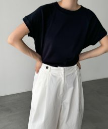 CANAL JEAN(キャナルジーン)/harmonie OrganicCotton フライスフレンチスリーブTシャツ/ブラック