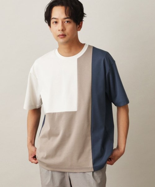 THE SHOP TK(ザ　ショップ　ティーケー)/ポンチパネル半袖Tシャツ/オフホワイト（503）