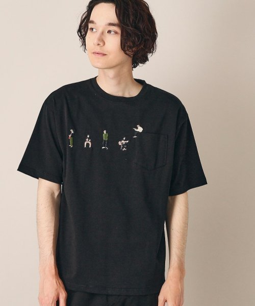 Dessin(デッサン)/【ユニセックス】ピープル刺繍Tシャツ/ブラック（019）
