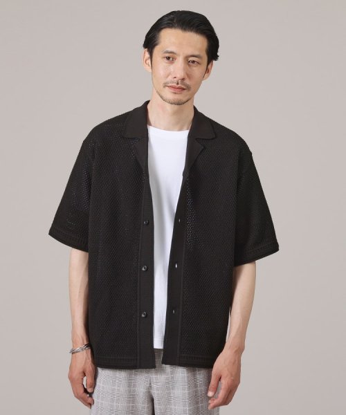 TAKEO KIKUCHI(タケオキクチ)/スポンディッシュ サマーニットシャツ/ブラック（019）
