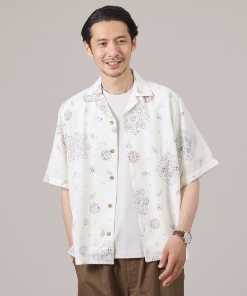 TAKEO KIKUCHI(タケオキクチ)/【ペイズリー紋】オープンカラーシャツ/ベージュ（152）