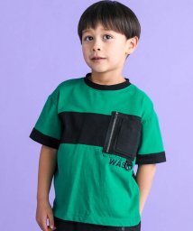 WASK/【接触冷感】配色異素材ファスナーポケットロゴ天竺Tシャツ(100~160cm)/506059596