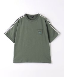 green label relaxing （Kids）(グリーンレーベルリラクシング（キッズ）)/ミニポケット ラインスリーブ Tシャツ 100cm－130cm/OLIVE