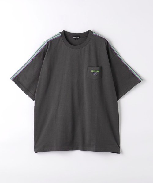 green label relaxing （Kids）(グリーンレーベルリラクシング（キッズ）)/ミニポケット ラインスリーブ Tシャツ 140cm－160cm/DK.GRAY