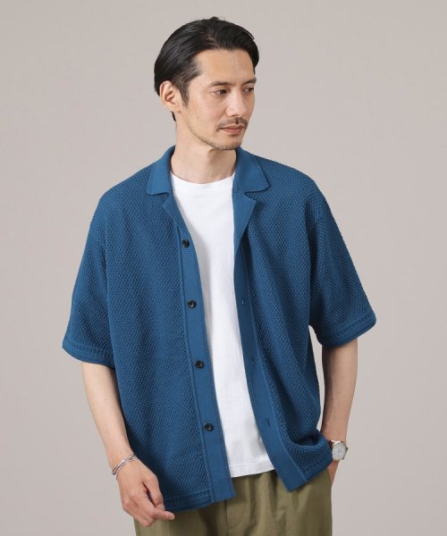TAKEO KIKUCHI(タケオキクチ)/【夏の軽羽織】スポンディッシュ サマーニットシャツ/ブルー（092）
