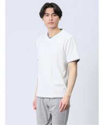 TAKA-Q/リンクス縦柄 フェイクVネック半袖Tシャツ メンズ Tシャツ カットソー カジュアル インナー トップス ギフト プレゼント/506125169