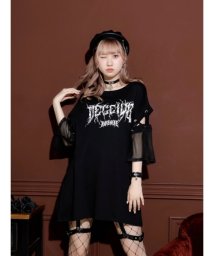 NOEMIE/メッシュ切り替えオープンショルダー裏毛Tシャツ/506125542