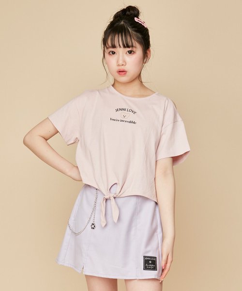 JENNI love(ジェニィラブ)/前結び肩あきTシャツ/ピンク