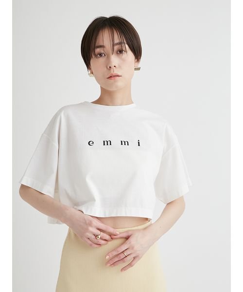 emmi atelier(emmi　atelier)/【emmi×PlaX】 emmiロゴクロップドTシャツ/WHT