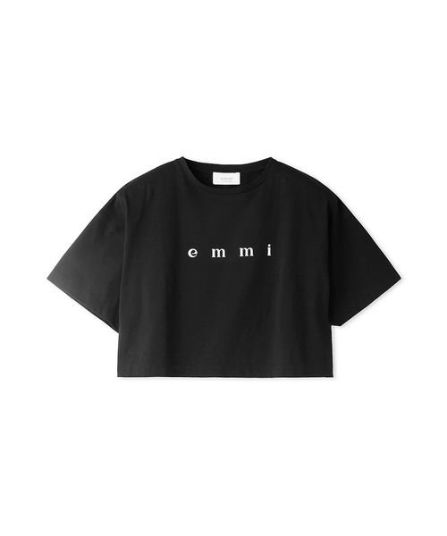 emmi atelier(emmi　atelier)/【emmi×PlaX】 emmiロゴクロップドTシャツ/BLK
