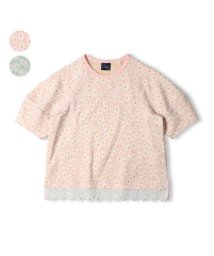 Crescent(クレセント)/【子供服】 crescent (クレセント) 花柄ジャガードランタンスリーブ半袖Tシャツ 80cm～130cm N42805/ピンク