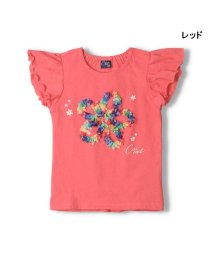 Crescent(クレセント)/【子供服】 crescent (クレセント) レインボー立体モチーフ半袖Tシャツ 80cm～140cm N42806/レッド