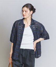 BEAUTY&YOUTH UNITED ARROWS(ビューティーアンドユース　ユナイテッドアローズ)/ボーダージャカード ショートスリーブ シャツ－ウォッシャブル－/NAVY