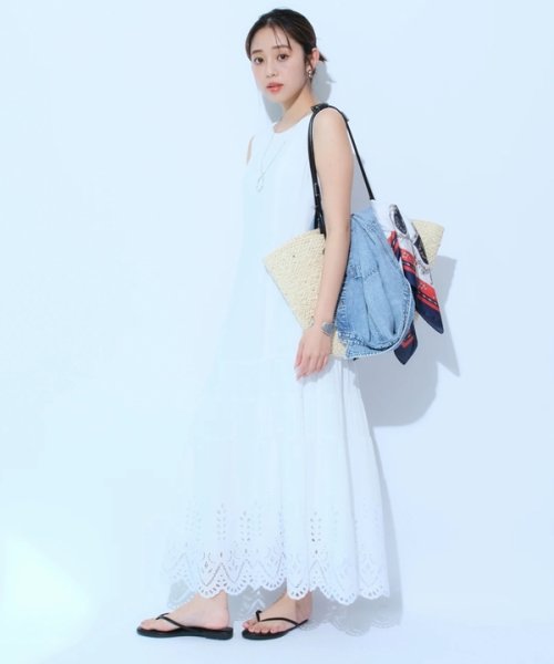 カットワークティアードフレアワンピース 予めご了承ください