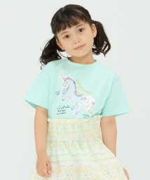 SHIPS Colors  KIDS(シップスカラーズ　キッズ)/SHIPS Colors:スパンコール ステッチ プリント TEE(100~130cm)/ライトグリーン