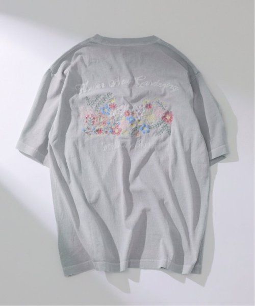 B.C STOCK(ベーセーストック)/フラワー ピグメント Tシャツ/グレー