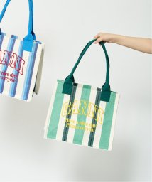 U by Spick&Span(ユーバイ　スピック＆スパン)/【GANNI / ガニー】 Large Easy Shopper Stripes/グリーンB