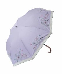 Jocomomola(ホコモモラ)/【晴雨兼用/UV】フラワー刺繍デザイン折りたたみ傘/ラベンダー