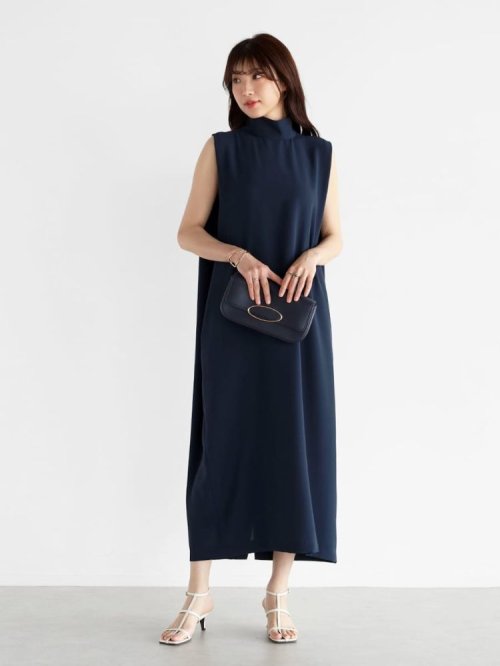 コクーンシルエットノースリーブワンピース(navy) 