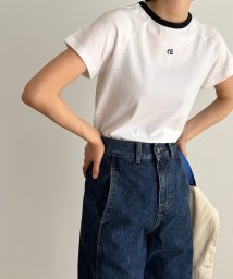 CANAL JEAN(キャナルジーン)/El mar(エルマール) "CE"刺繍リンガーチビTEE/ホワイト