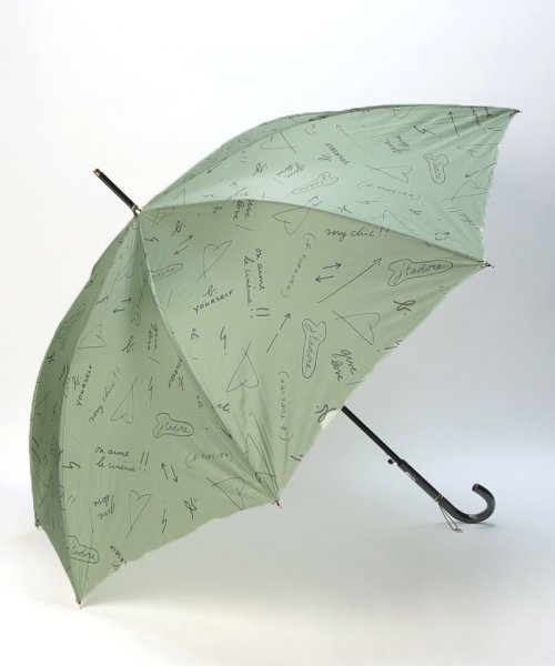 agnes b. (アニエスベー)/agnes b.(アニエスベー) 手描き文字柄プリント雨傘（長傘）/ペールグリーン