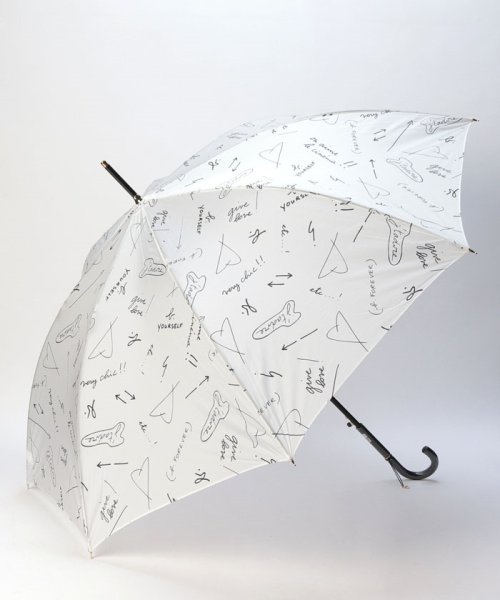 agnes b. (アニエスベー)/agnes b.(アニエスベー) 手描き文字柄プリント雨傘（長傘）/ホワイト