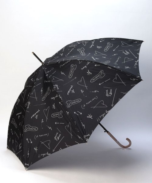 agnes b. (アニエスベー)/agnes b.(アニエスベー) 手描き文字柄プリント雨傘（長傘）/ブラック