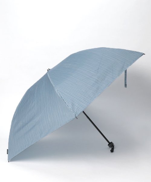 agnes b. (アニエスベー)/agnes b.(アニエスベー) 手描きストライププリント紳士雨傘（折り畳み・ミニ傘）/サックス