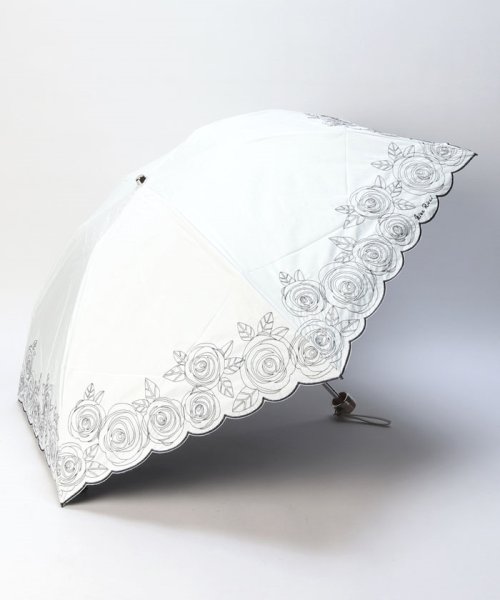 NINA RICCI （ニナリッチ） ローズ刺繍晴雨兼用パラソル（折り畳み・ミニ傘） 全長