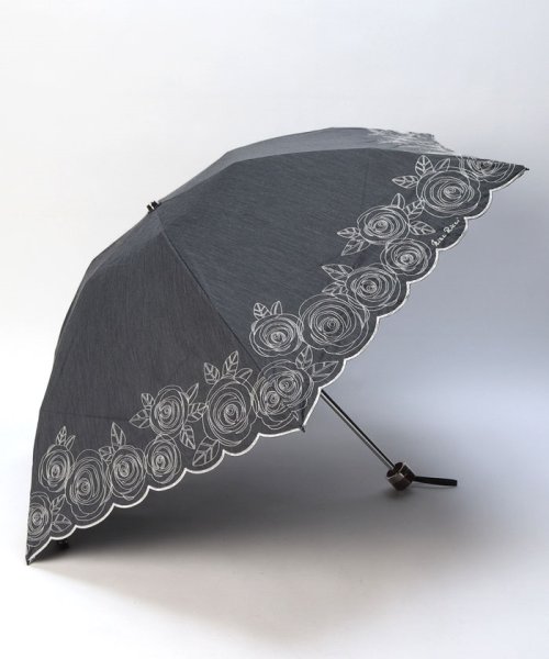 NINA RICCI （ニナリッチ） ローズ刺繍晴雨兼用パラソル（折り畳み・ミニ傘） 全長