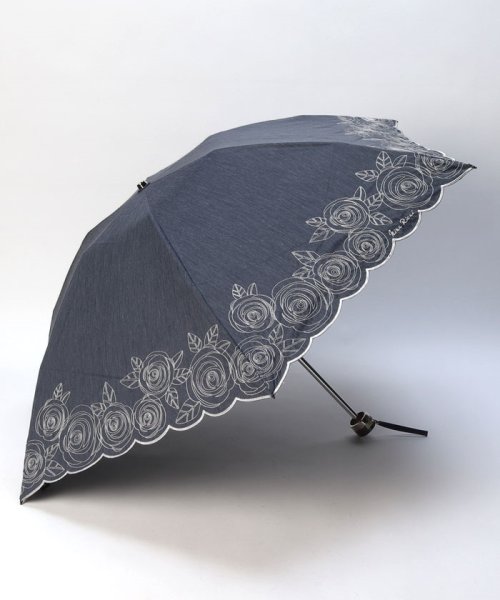 NINA RICCI(ニナリッチ)/NINA RICCI （ニナリッチ） ローズ刺繍晴雨兼用パラソル（折り畳み・ミニ傘）/ネイビー 