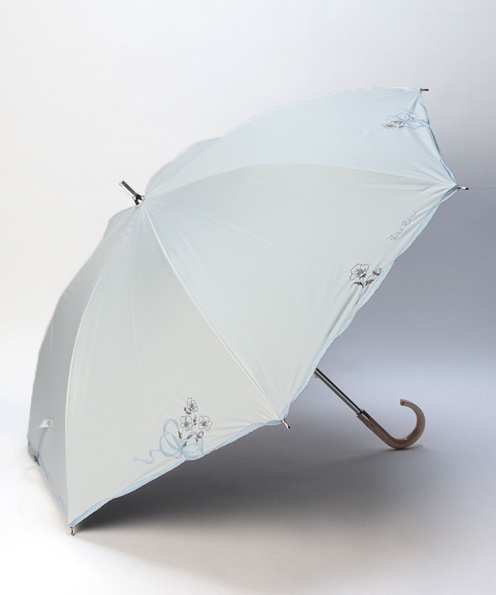 NINA RICCI （ニナリッチ） リボン＆ネモフィラ風刺繍晴雨兼用パラソル