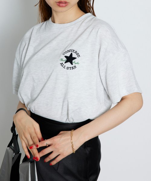 CONVERSE(CONVERSE)/【CONVERSE / コンバース】コンバースチャックテイラーロゴ ワンポイント 刺繍 Tシャツ ロゴT 半袖 /4282－9831/ライトグレー